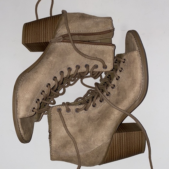 Faux Suede Peep Toe Front Lace up Boot. Mossimo Supply Co. - Picture 7 of 9